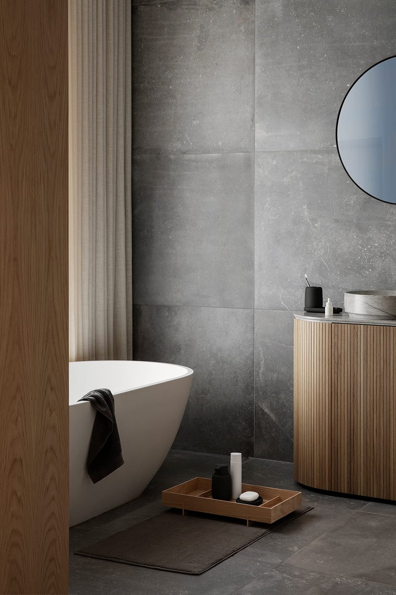 blomus Sono Soap Dispenser 250 ml Ceramic Hand Soap Dispenser in Dark Grey Diameter 8 x 14 H cm Colour Magnet Liquid Soap Dispenser with Pump Head - Image 4